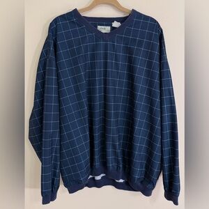 LINKS EDITION GOLFWEAR VTG Water Resistant Grid Print Windbreaker Sweatshirt 2XL